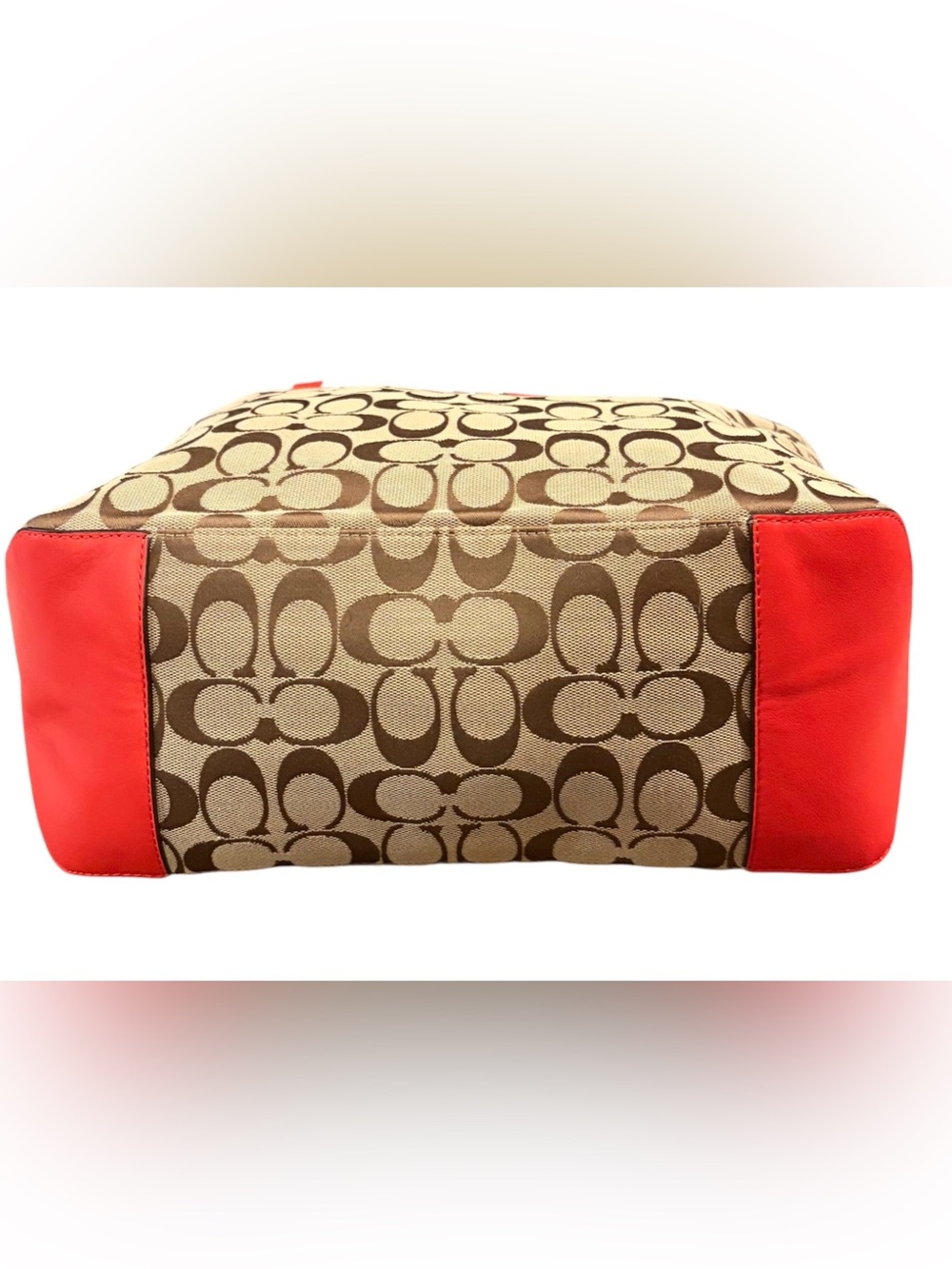 NWT Coach Signature Zip Top Tote Cardinal Red & Khaki - Picture 10 of 12